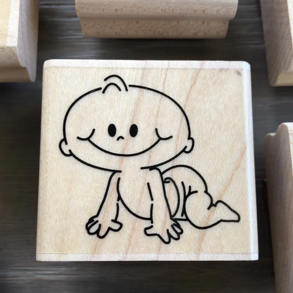 “Baby’s shower “ Set of 8 Stamping Up Scrapbook Wooden Rubber Stamps - Picture 6 of 10